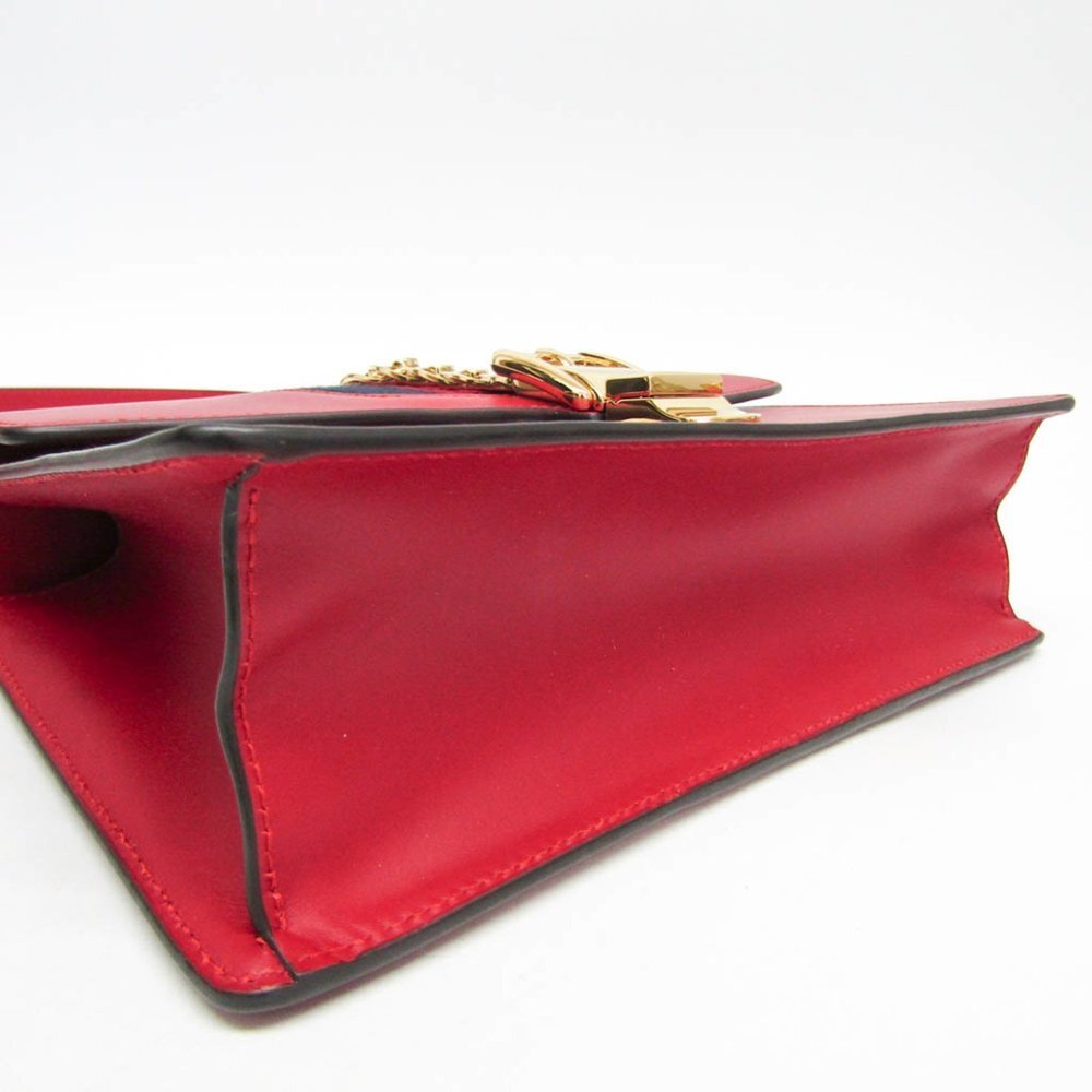 GUCCI Authentic Red Leather Sylvie Shoulder Bag - Picture 6 of 14